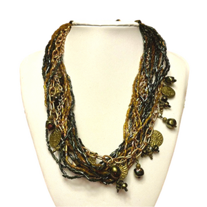 Multi layer beaded necklace